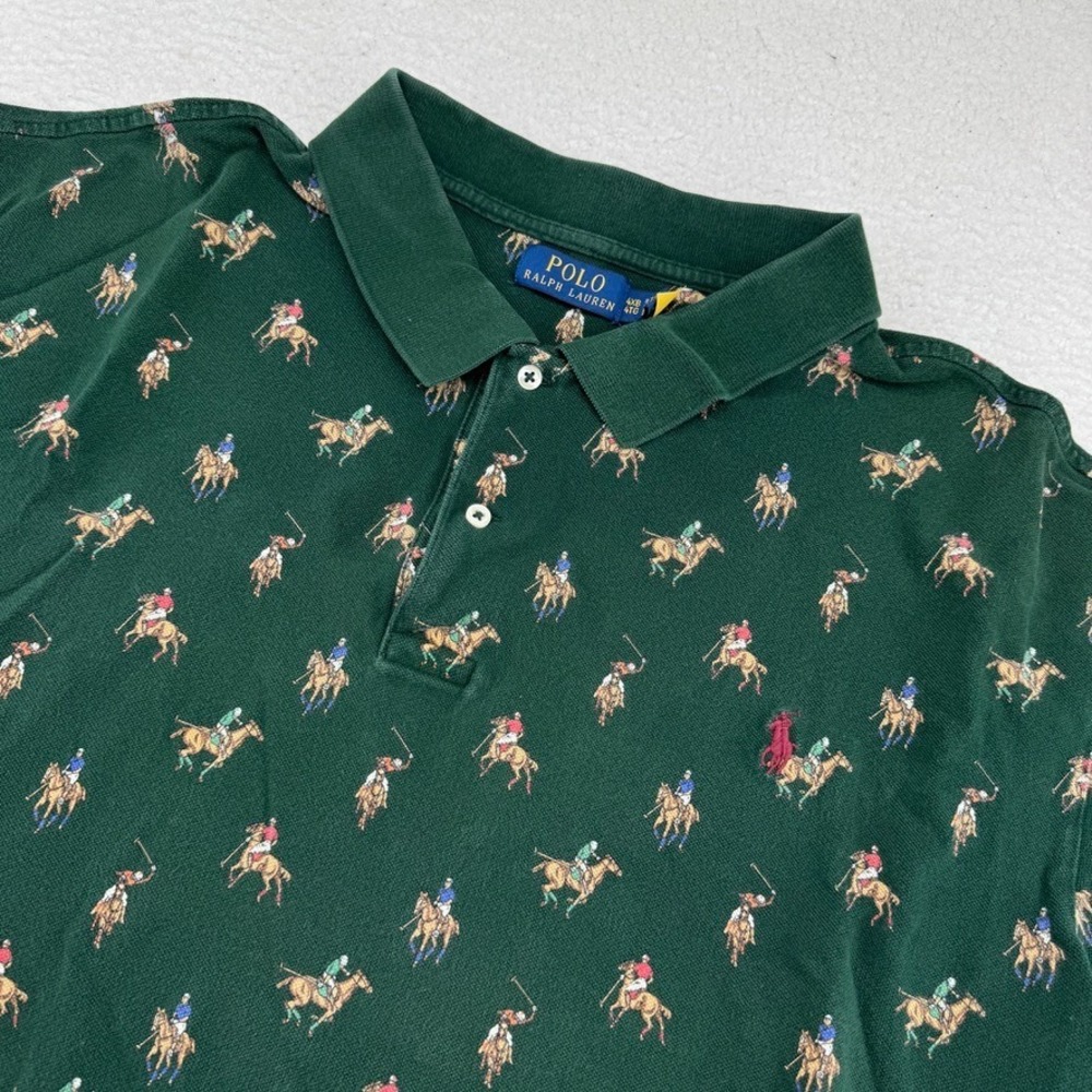 Polo Ralph Lauren Polo Mens 4XB Green Horse Rugby AOP Short Sleeve Shirt Cotton